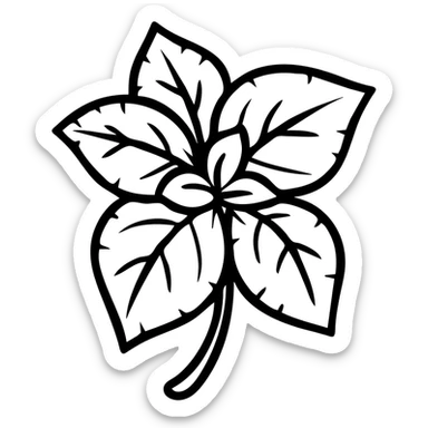 Fresh basil herb with multiple leaves sticker