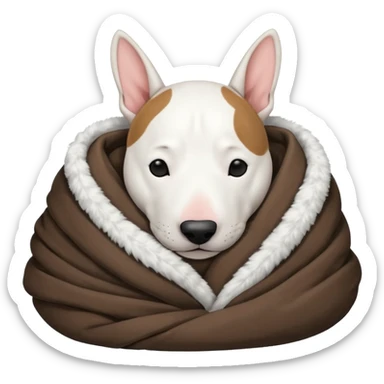 bull terrier sleeping cozy with blanket black head and ears sticker