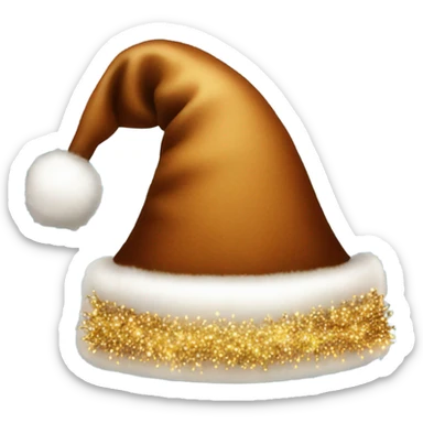 brown santa claus hat with shimmering garland sticker
