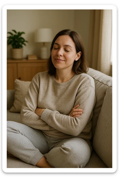 donna che vuole rimanere nella sua zona di comfort. Immagini realistiche sticker