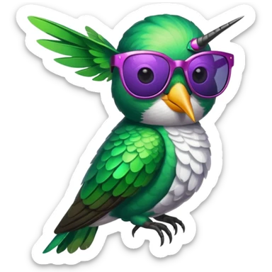 green hummingbird with sunglasses sticker
