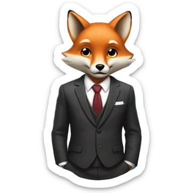 fox in a suit and ti sticker