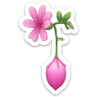 pink hanging flower sticker