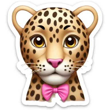 leopard with a pink bow sticker
