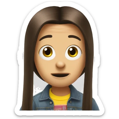 despicable me minion long brown hair sticker