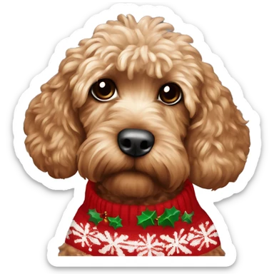 Red cockapoo with a Christmas jumper  sticker