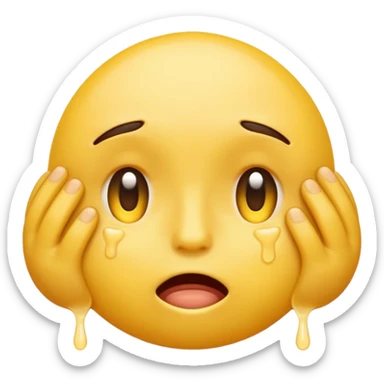 embarrased yellow emoji sqeezing eyes shut with sweat coming down the face hidding sticker