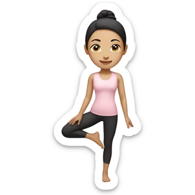 asian yoga girl light pink clothes  sticker