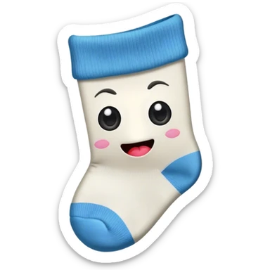 Une chaussette avec des yeux un nez une bouche rigolote  sticker