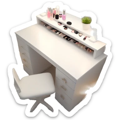 White makeup  vanity with led mirror  sticker