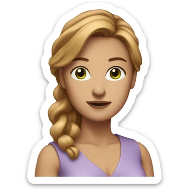 executive woman, straight golden brown hair, green eyes, lilac dress sticker