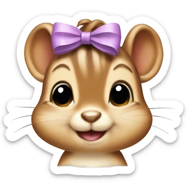 A baby chipmunk with a bow on her head sticker