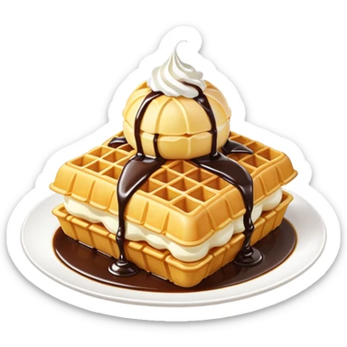 Hong Kong egg waffle (bubble waffle) folded with ice cream inside sticker