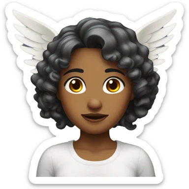 a girl with cury wavey hair and wings  sticker
