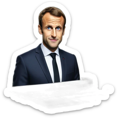 Emmanuel Macron who plays on a PC on the games Sons of the forest sticker
