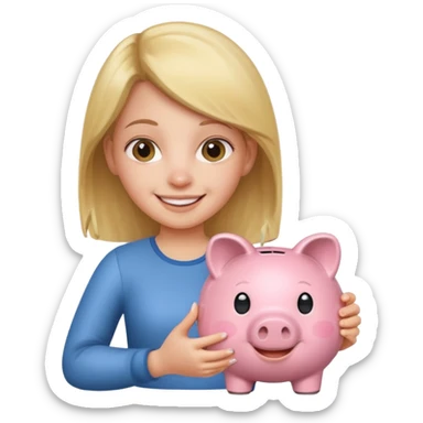 girl holding piggy sticker