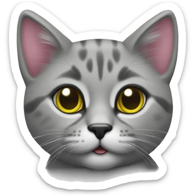 Gato gris ceniza con puntitos negros , nariz rosa y ojos verde amarillo  sticker