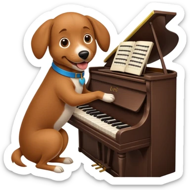 Un chien qui joue du piano sticker