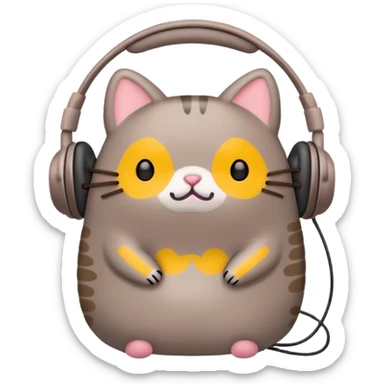Pusheen with earphones  sticker