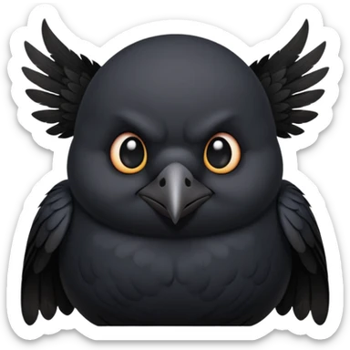 fat cute crow with bat wings sticker