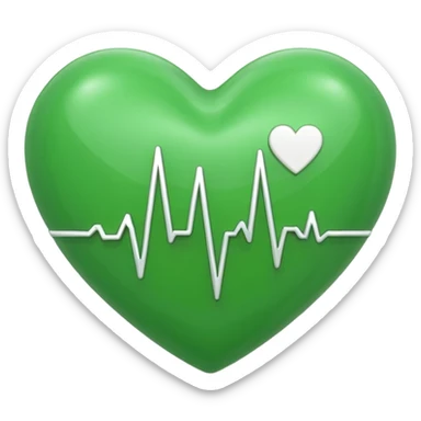 green heart with ECG heartbeat line sticker