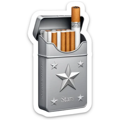 7 stars grey shining cigaret pack with a few cigaret inside sticker