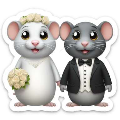 Two rats in his wedding day sticker