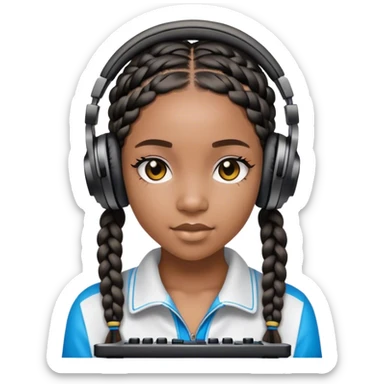 Black teen girl DJ with braids sticker