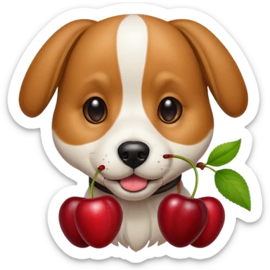 dog with cherries sticker