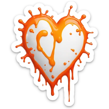 splattered paint heart glowing red-orange warmth sticker