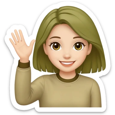 Una chica muy aesthetic saludando con la mano con ropa aesthetic de oliva Rodrigo sticker