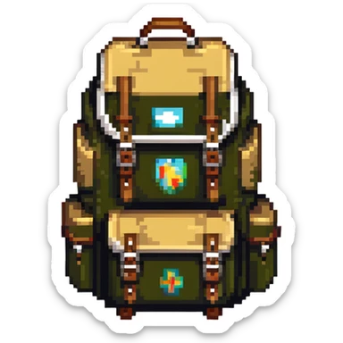 white hiking camping backpack sticker