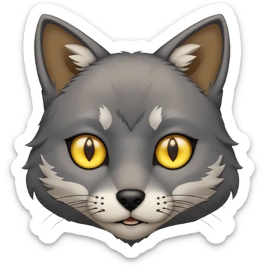 Cat and wolf mix with small slim eyes sticker