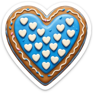 gingerbread heart cookie with white icing and blue sprinkles sticker