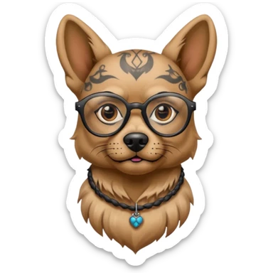tattooed dog with heavy face tattooes and glassess sticker