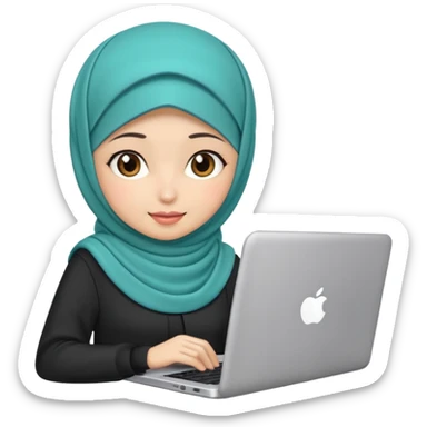 hijab cute girls with labtop sticker