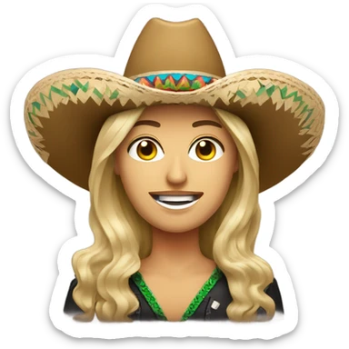Caucasian Country singer with Mexican sombrero sticker
