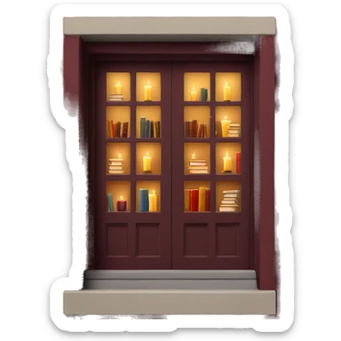 Books and candles entering for a window burgundy sticker