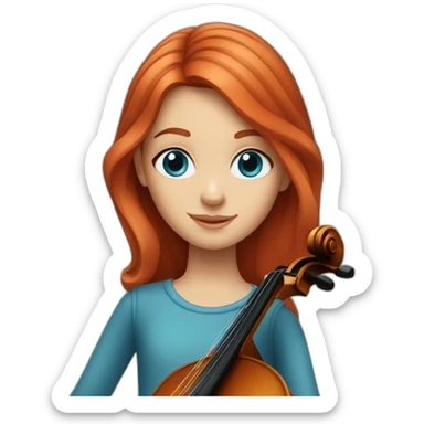 Girl cellist with red hair and blue eyes sticker
