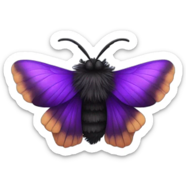 Black and purple fluffy moth sticker