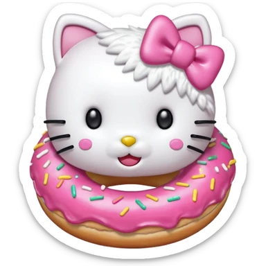 hello kitty eating a donut sticker