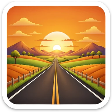 country road with sunset sticker