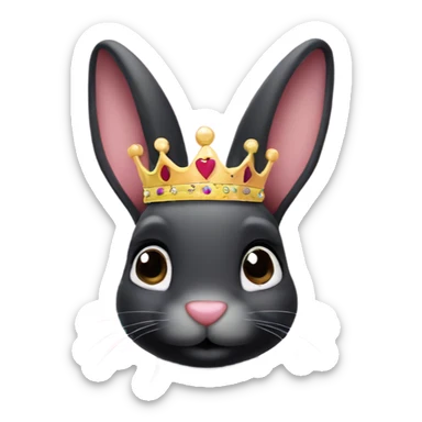 Black bunny with heart nose and a tiara sticker