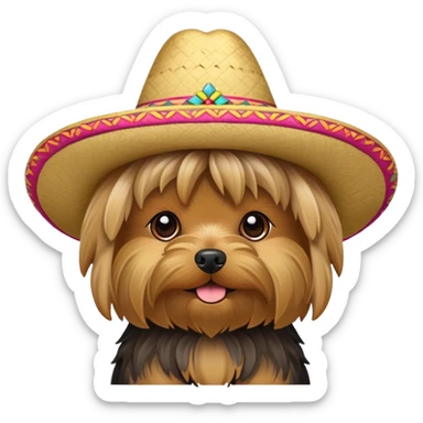 Yorkie wearing a sombrero  sticker