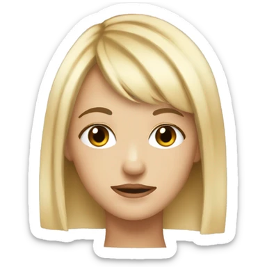 blonde girl with bangs at the side of her face and make her pretty sticker