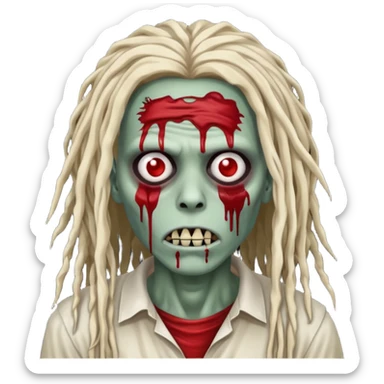 create zombie with dreadlocks have some of the drealocks cover his face sticker