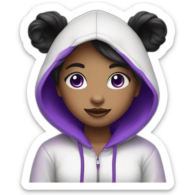 Girl with purple heart eyes in panda hoodie sticker