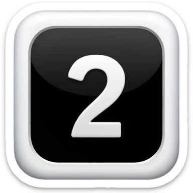 create number 2 in the center of the square shape,  and the square shape is in black color , the number is in white sticker