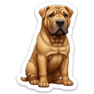 Brown Shar-pei dog, full body sticker
