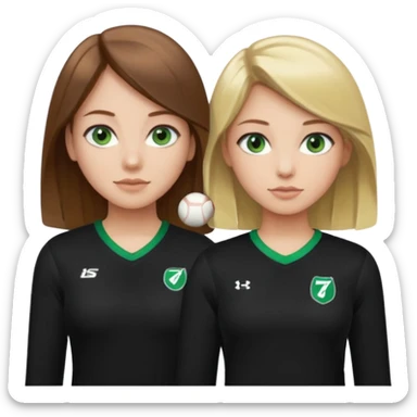 Maman cheveux marrons chemise noir et fille cheveux blond yeux verts tricot sport  sticker